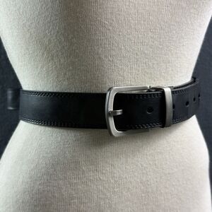Dickies Mens Reversible Belt Black Brown Leather Size 36 Nickel Buckle Casual